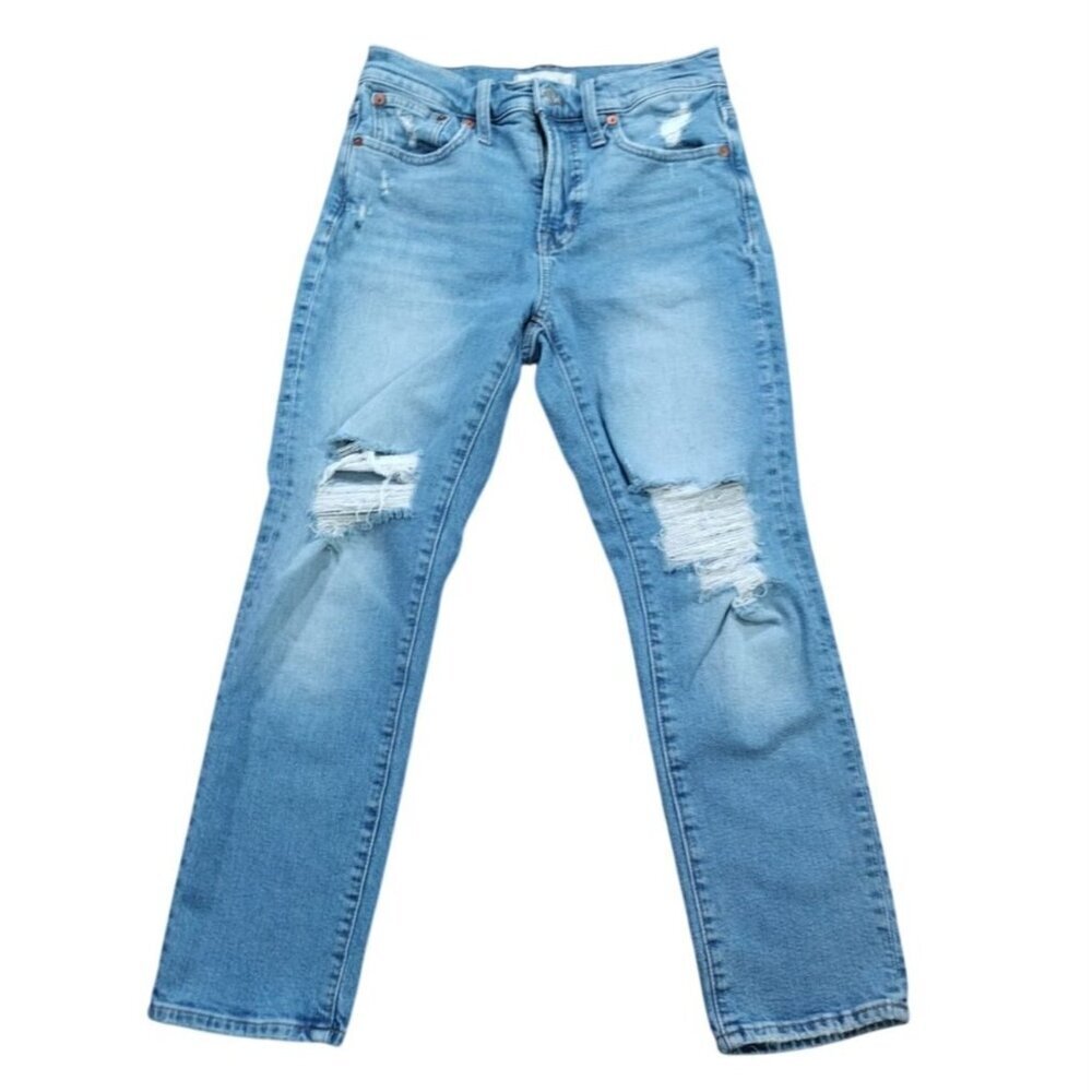 Madewell Vintage Distressed High Rise Straight Leg Jeans Women Size 25.